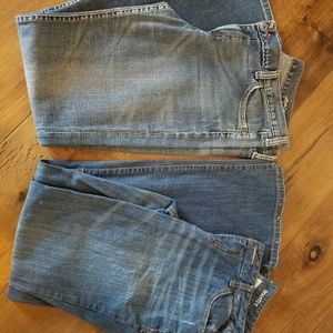 Two pair of denim jeans